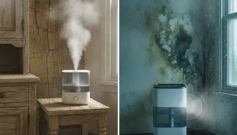 Comparativo entre umidificador em ambiente seco e desumidificador em ambiente úmido com mofo